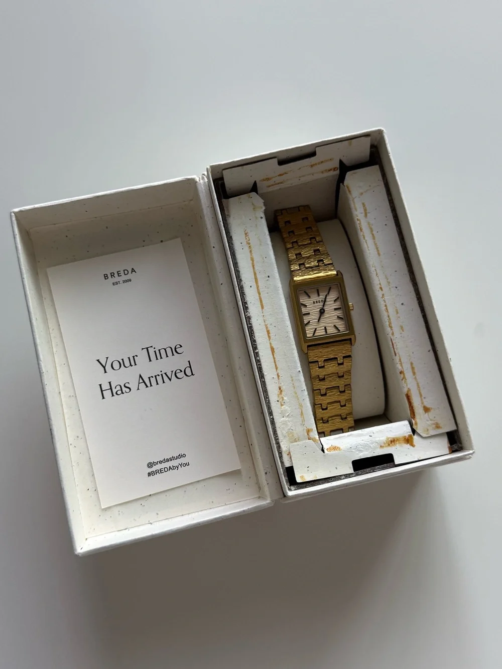 NEW BREDA 'Virgil Revival' Gold Stainless Steel Bracelet Watch, 20mm